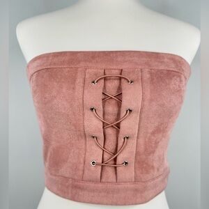 B x Runway Faux Suede Tube Crop Top